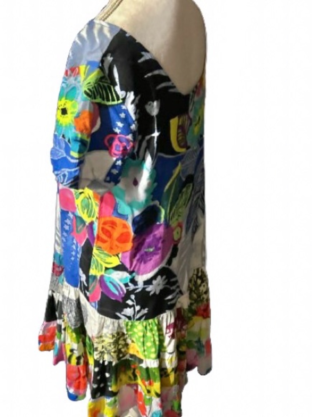 Vintage Jams World Dress Tropical Floral Boho Ruffle Short Sleeved Y2K 90s LG - Picture 13 of 15